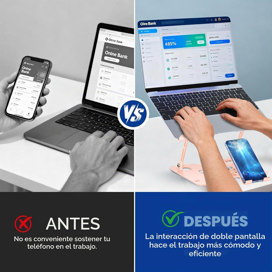 Soporte ergonómico 2 en 1 para teléfono portátil para escritorio, s...