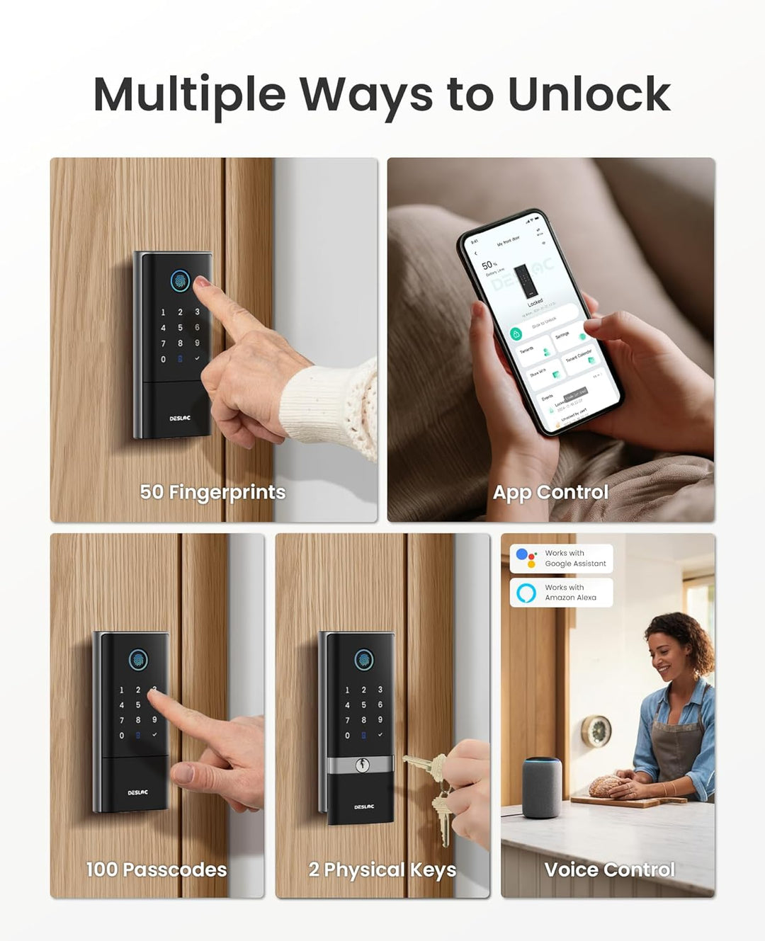 DESLOC Smart Lock K120 con huella digital GPT 3D, batería de 15,000...