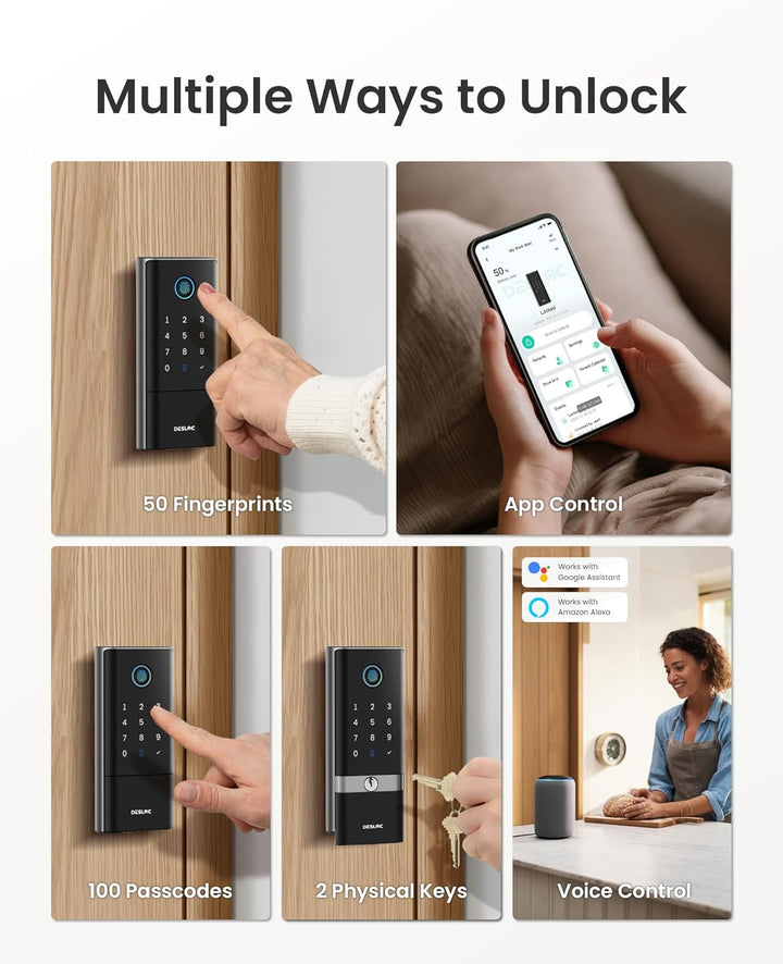 DESLOC Smart Lock K120 con huella digital GPT 3D, batería de 15,000...