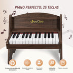 Piano de bebé para niños pequeños, piano de madera de 25 teclas para niños con control de volumen, mini instrumento educativo de música digital, piano de madera portátil de doble modo para niños de 3 años en adelante