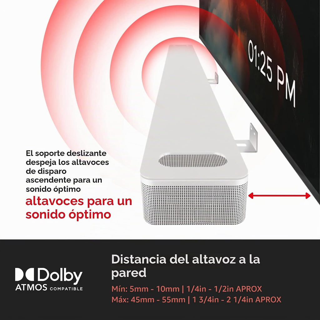 Soporte de pared ajustable para barra de sonido Bose, color