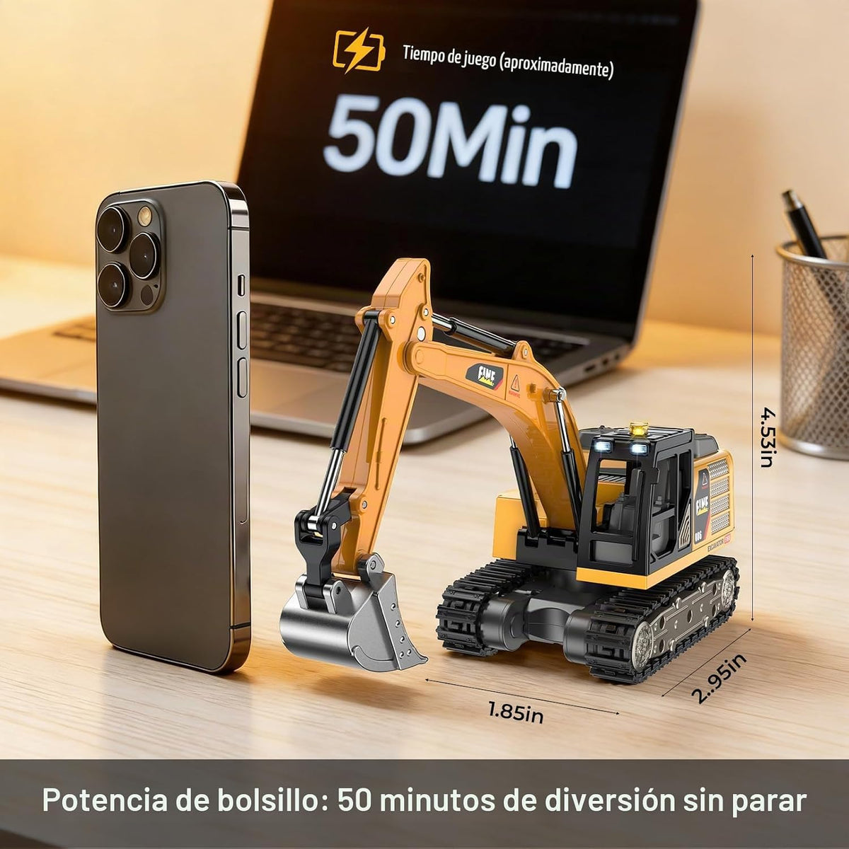 mini RC Excavator Toy 1:64 Vehículo de construcción de aleación de control remoto