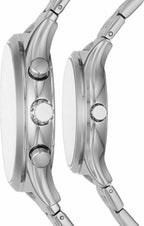 Conjunto de regalo de relojes multifunción de acero inoxidable de tamaño mediano Fenmore para él y para ella