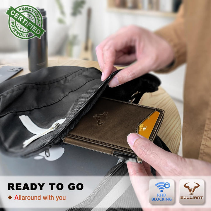 Cartera BULLIANT para hombre, cartera con clip de dinero delgada pa...