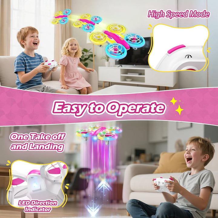 FUNPX Dron LED RC para niños de 6 años en adelante, regalo de Navid...