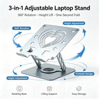 Soporte ajustable para laptop, soporte para computadora con base giratoria