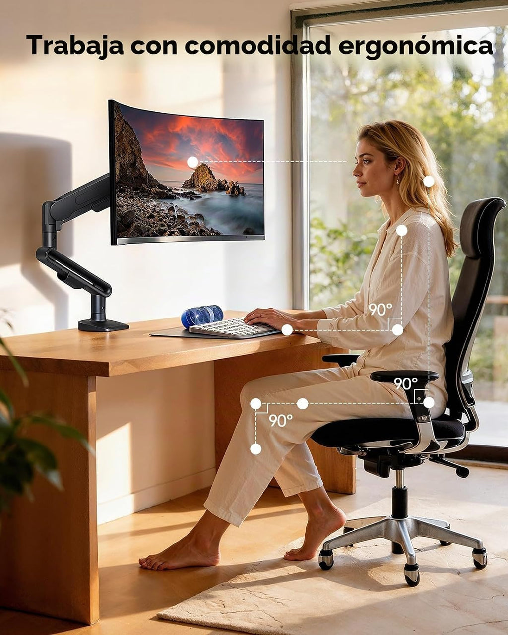 HUANUO Brazo de monitor ultraancho para pantallas de 13 a 40 pulgadas, soporte para monitor individual con capacidad para hasta 26.4 libras, soporte de monitor ajustable con abrazadera en C y base de