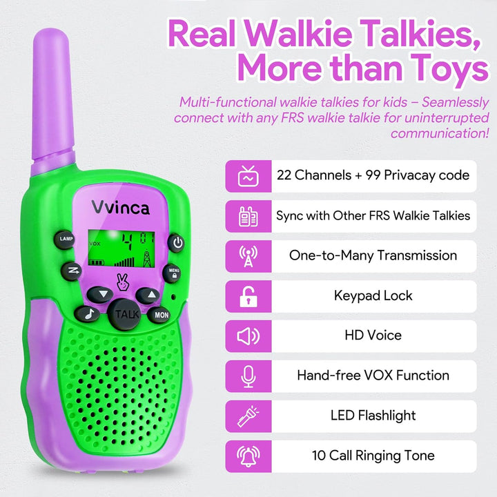 Vvinca Walkie Talkies para niños recargables, juguetes con temática...