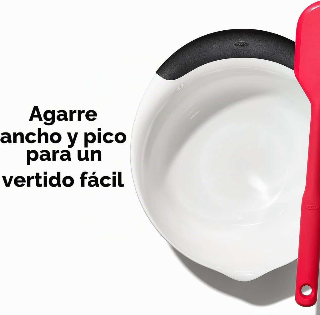 OXO Good Grips juego de 3 cuencos para mezclar de plástico, 2500 ml, blanco/negro