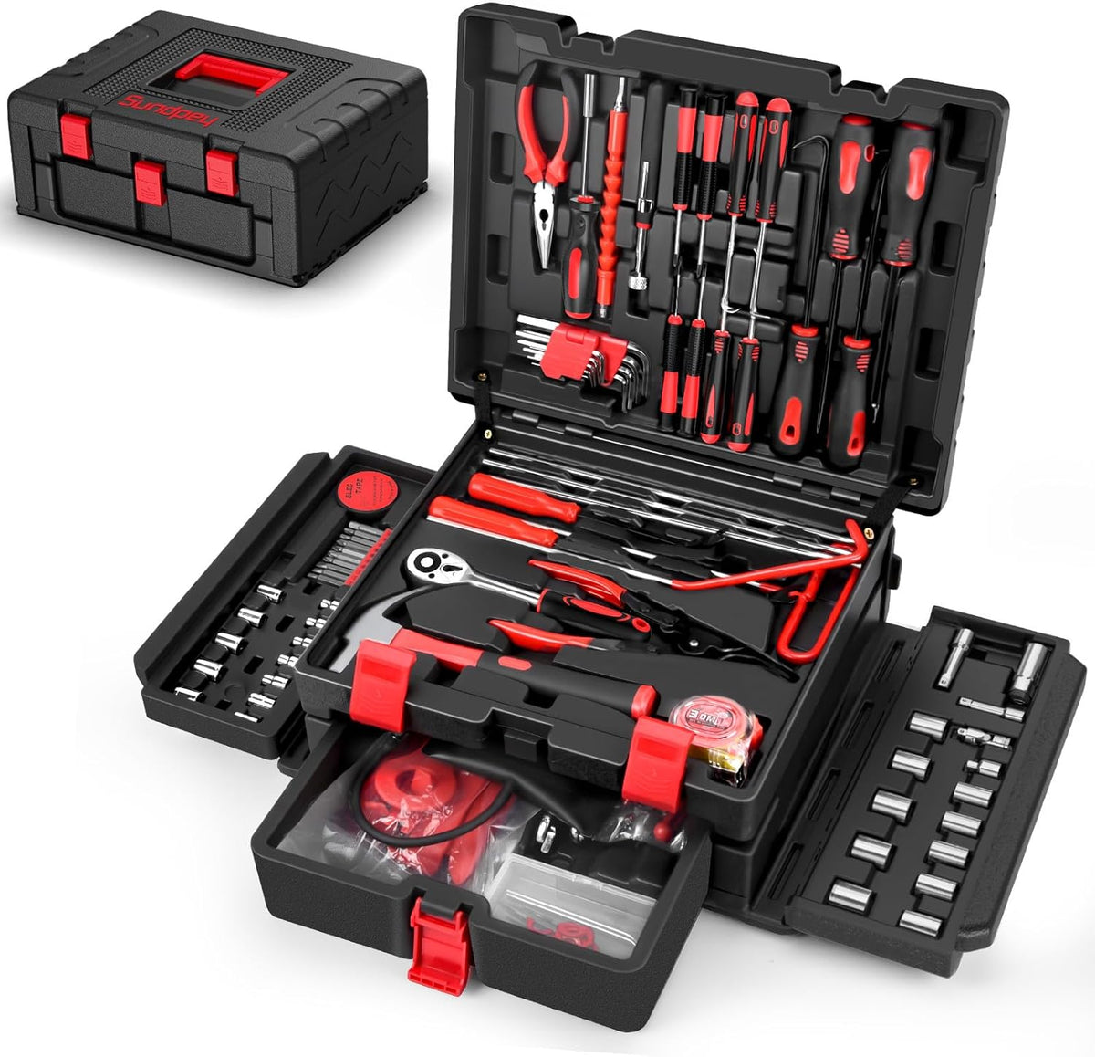Sundpey Kit de herramientas para automóvil de 132 piezas, portátil,...