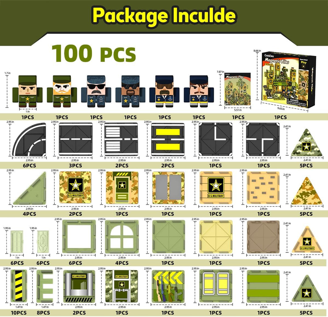 GobiDex 100 piezas de azulejos magnéticos, juguetes de carretera y...