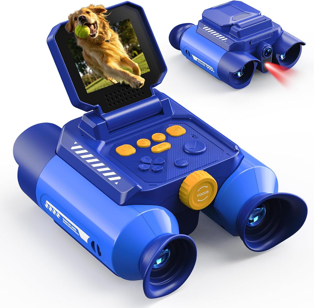 Binoculares para niños con cámara, visión nocturna digital, azul