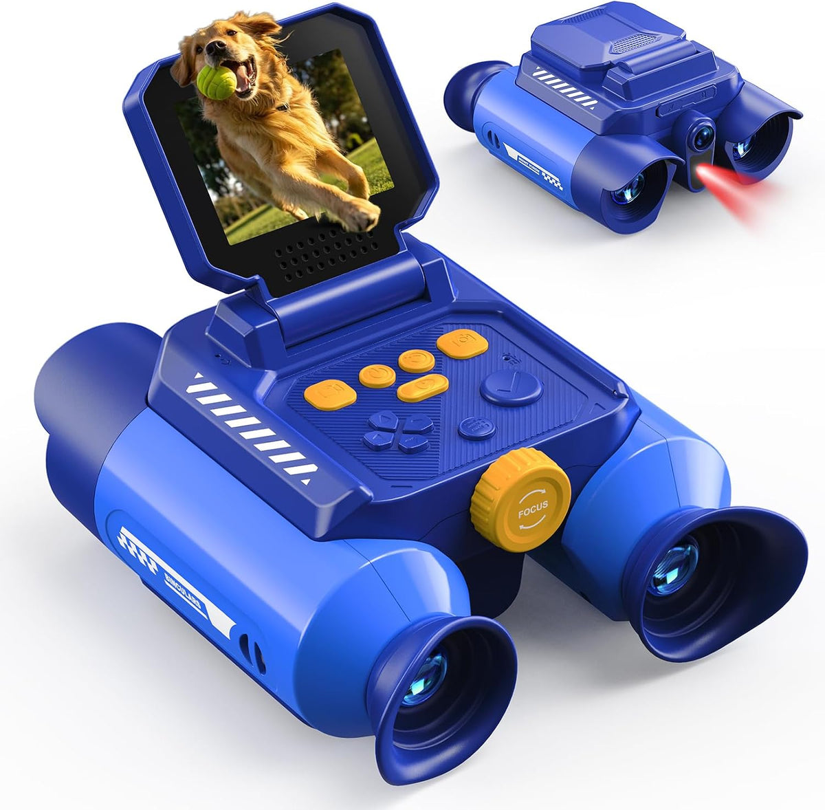 Binoculares para niños con cámara, visión nocturna digital, azul