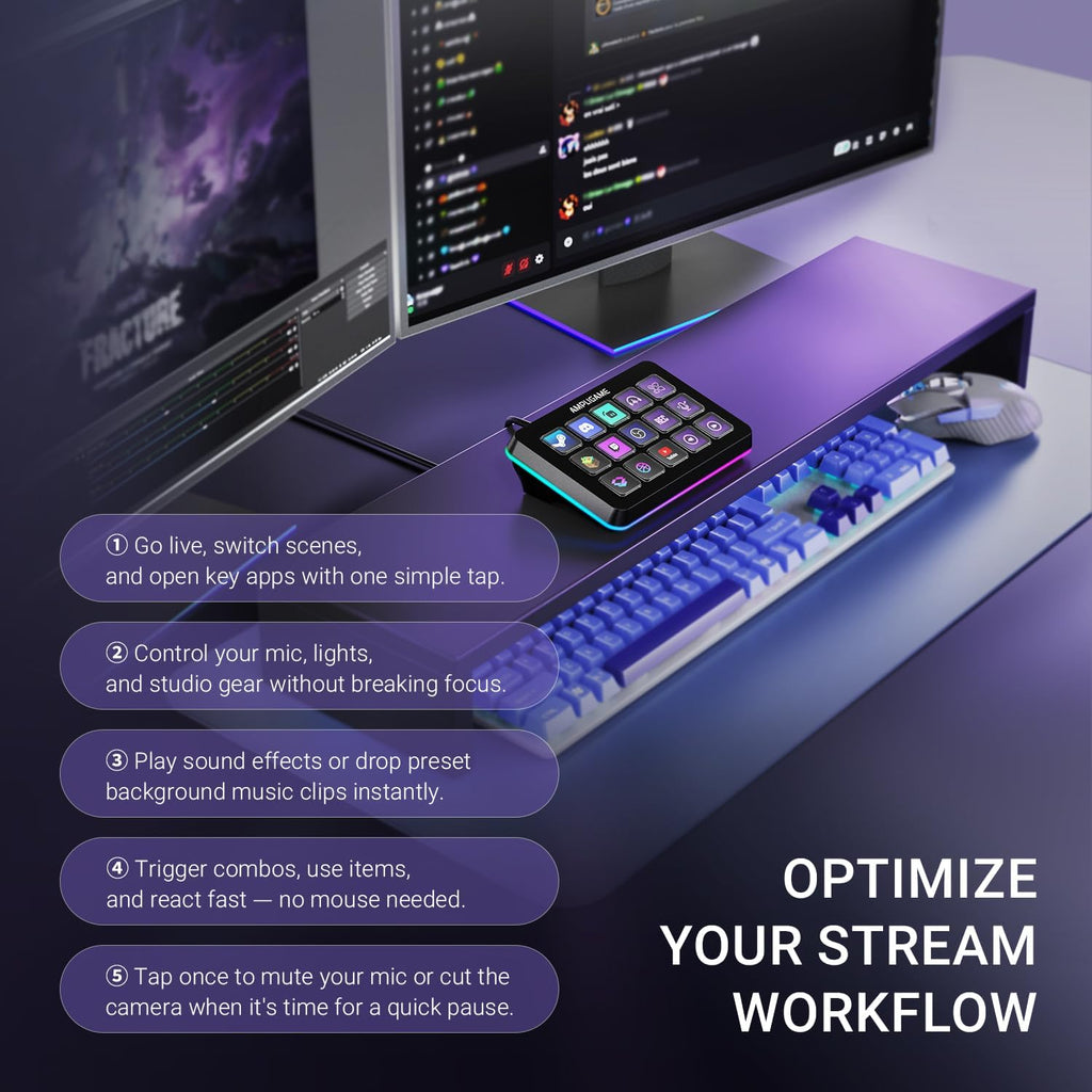 Macroteclado fifine D6 RGB con 15 botones programables para múltiples