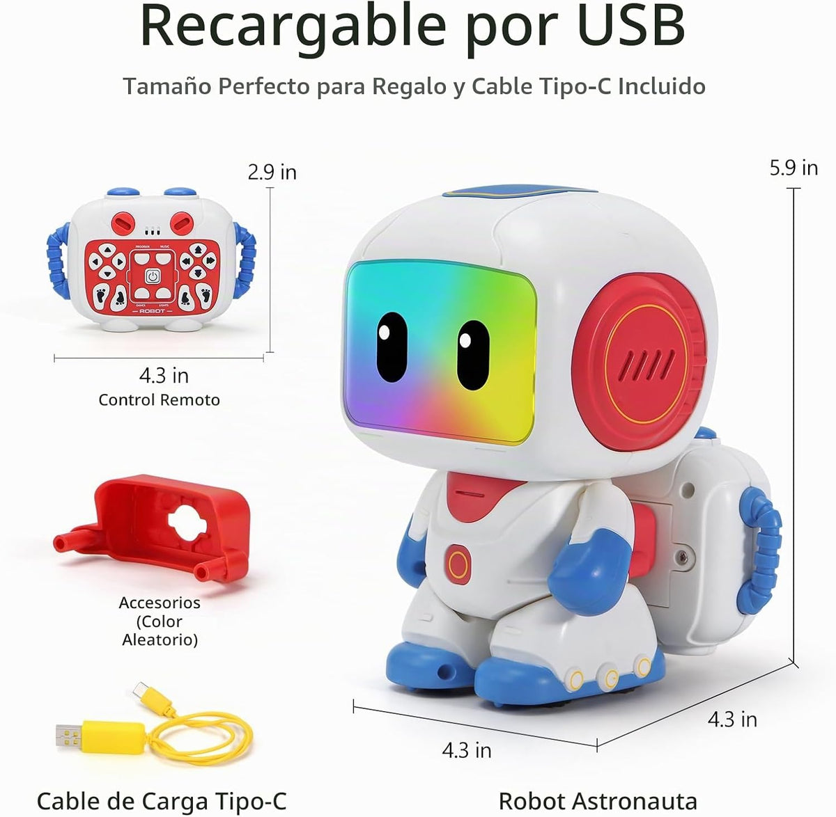 GILOBABY Robot de juguete programable RC para niños de 3 a 5 años, astronauta STEM recargable