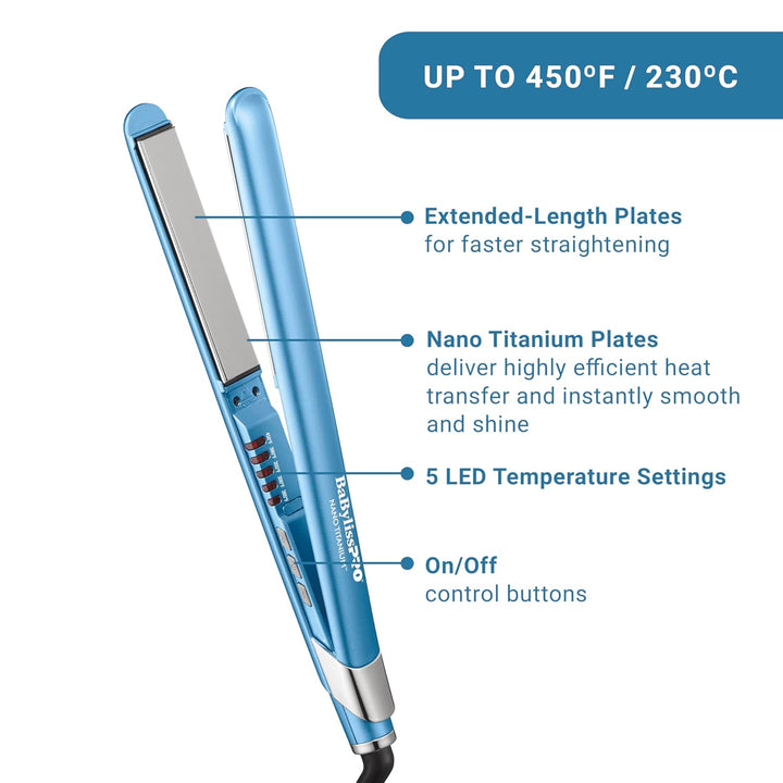 BabylissPRO Nano Titanium Ultra-Sleek Hair Straightener, Flat Iron...