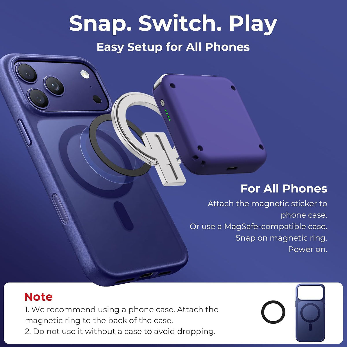 abxylute M4 - Controlador móvil para juegos a presión para Android y iPhone, Switch 1 y 2, controlador Bluetooth portátil, soporte retro de bolsillo para teléfono Arcade, doble joystick Turbo Pro