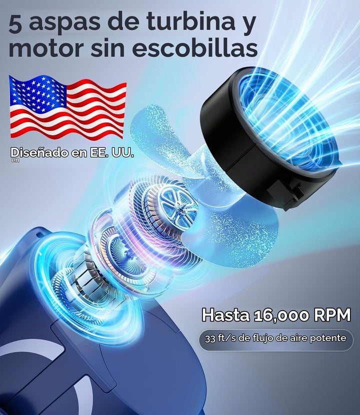 Ventilador de cintura portátil AI, 6 velocidades 16000RPM de flujo...