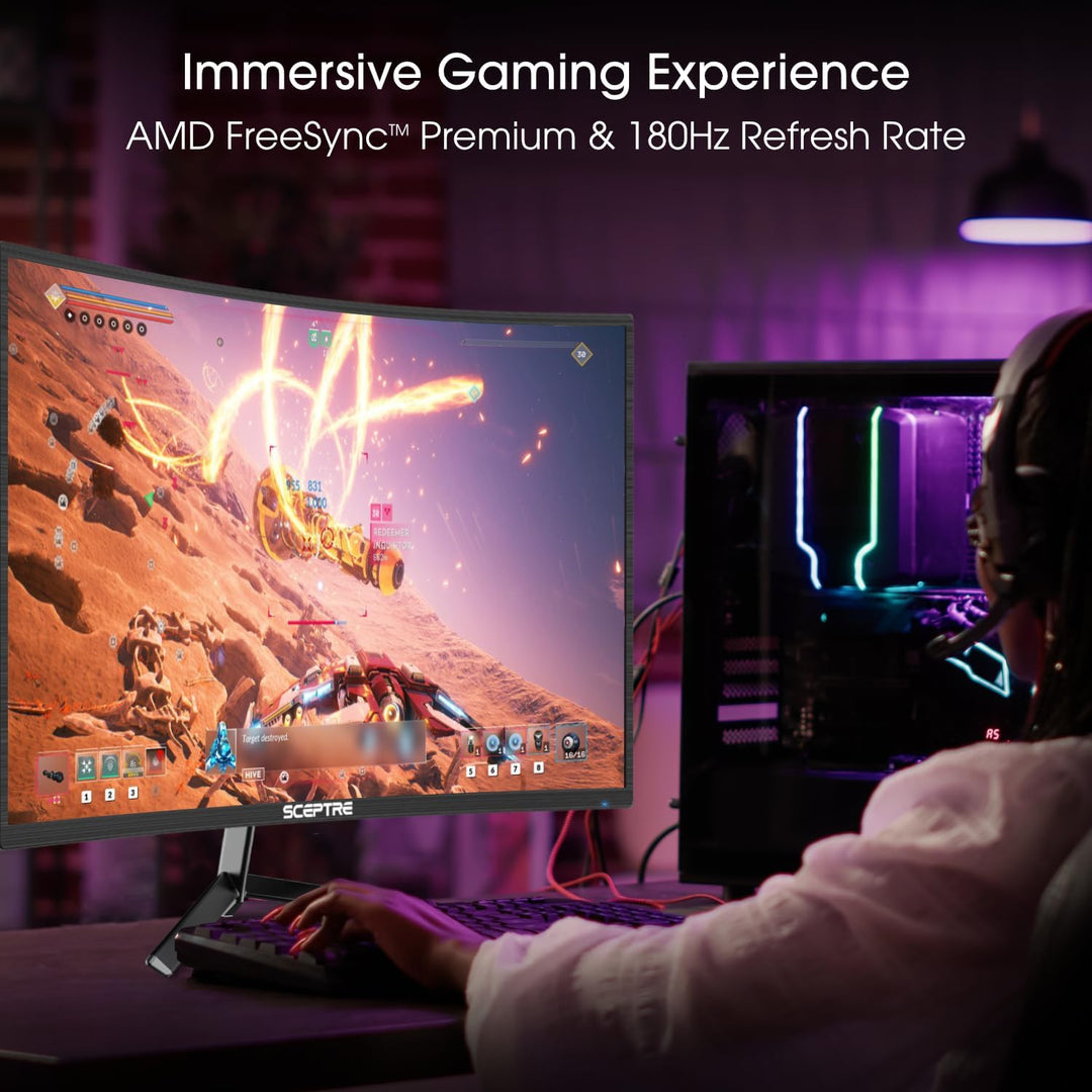 Sceptre Nuevo monitor curvo para juegos de 24 pulgadas 1080p hasta...