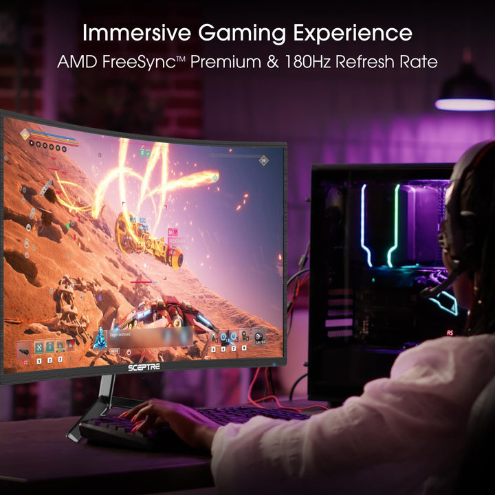 Sceptre Nuevo monitor curvo para juegos de 24 pulgadas 1080p hasta...