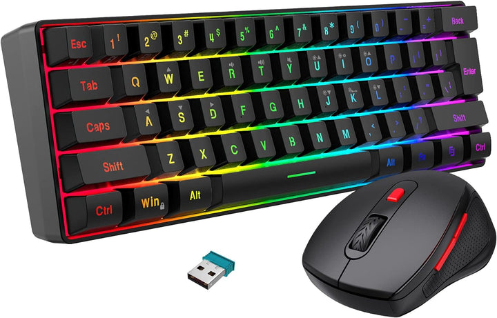 Combinación de teclado y mouse inalámbricos para juegos de 60% de S...
