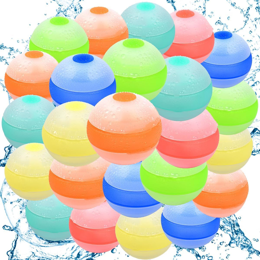 Globos de agua reutilizables, globos de bomba de agua autosellantes de llenado rápido, bola de agua de silicona recargable con bolsa de malla para juegos de verano para niños, playa al aire libre