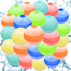 Globos de agua reutilizables, globos de bomba de agua autosellantes de llenado rápido, bola de agua de silicona recargable con bolsa de malla para juegos de verano para niños, playa al aire libre