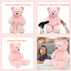 MorisMos Oso de Peluche Gigante de 3 Pies - 36 Pulgadas, Oso de Peluche Rosa Grande para Novia, Novio, Esposa, Mamá, Prometido, Regalo de San Valentín, Oso de Peluche Grande para Baby Shower