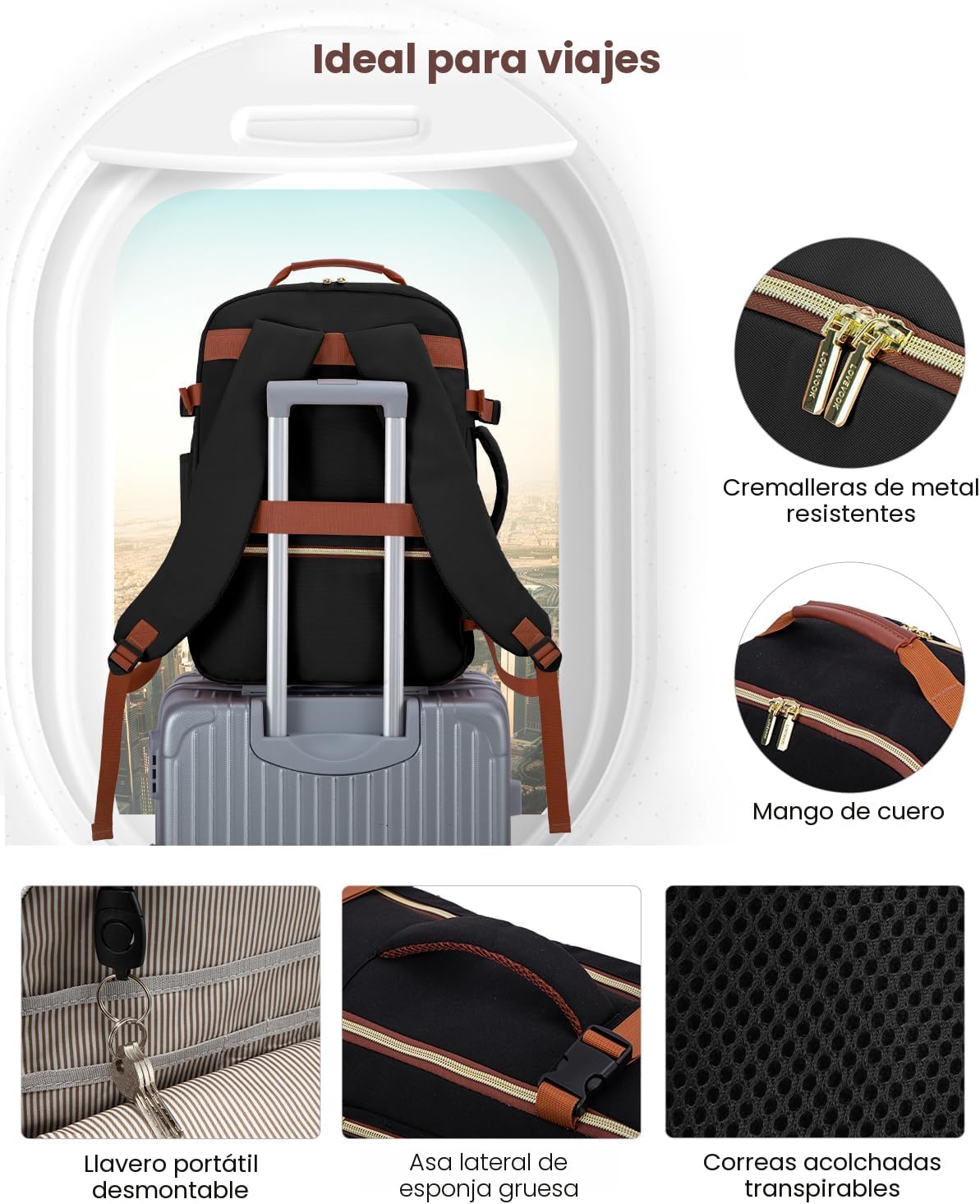 LOVEVOOK Mochila de equipaje de mano artículo personal bolsa de via...