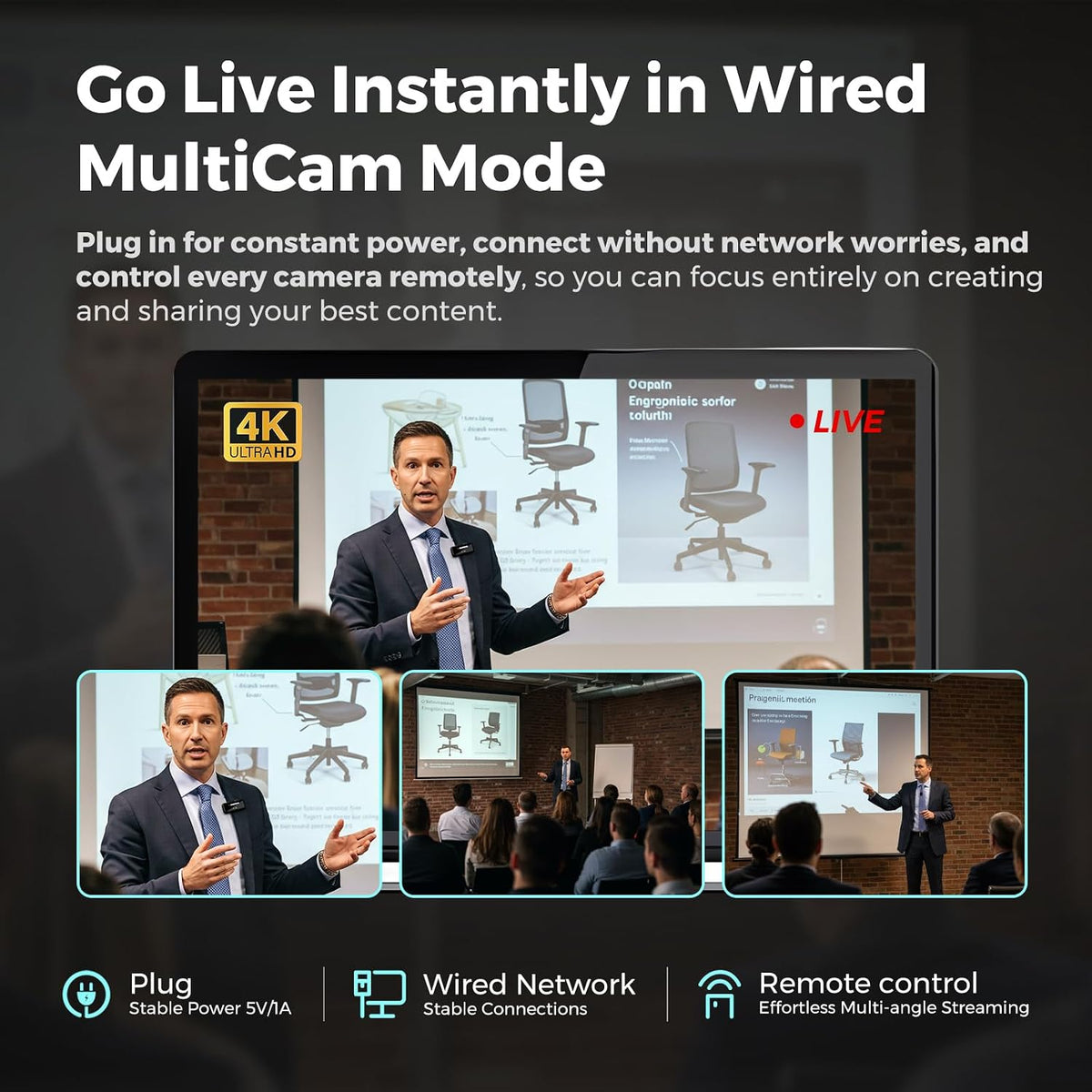 NearStream VM20 4K Streaming Camera con 40X Hybrid Zoom y Remote Control
