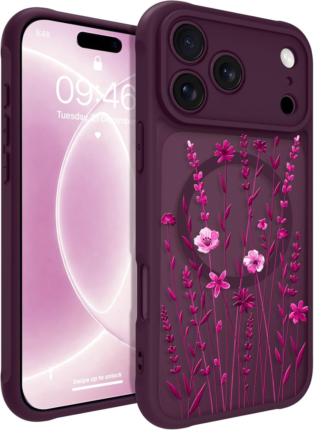 OOK Funda para iPhone 18 Pro de 6.3 pulgadas con flores florales color