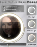 Espejo de maquillaje iluminado de 8 pulgadas con luz, espejo ajustable de altura de aumento 30X