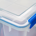 IRIS USA - Contenedor organizador de plástico hermético de 70 cuartos de galón con tapa duradera y sello y hebillas de cierre seguro