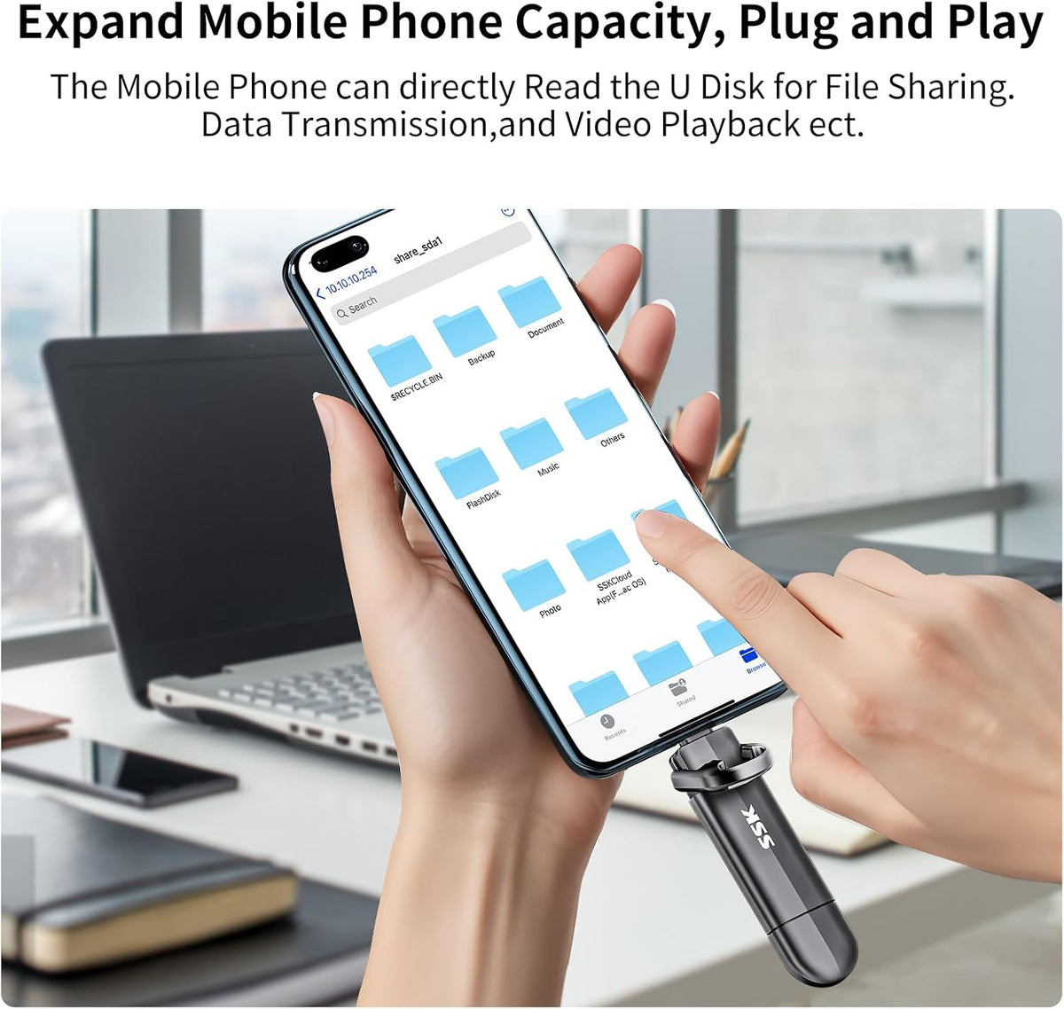 SSK Unidad USB C de 1 TB, Unidad Flash Dual con Velocidad de hasta...