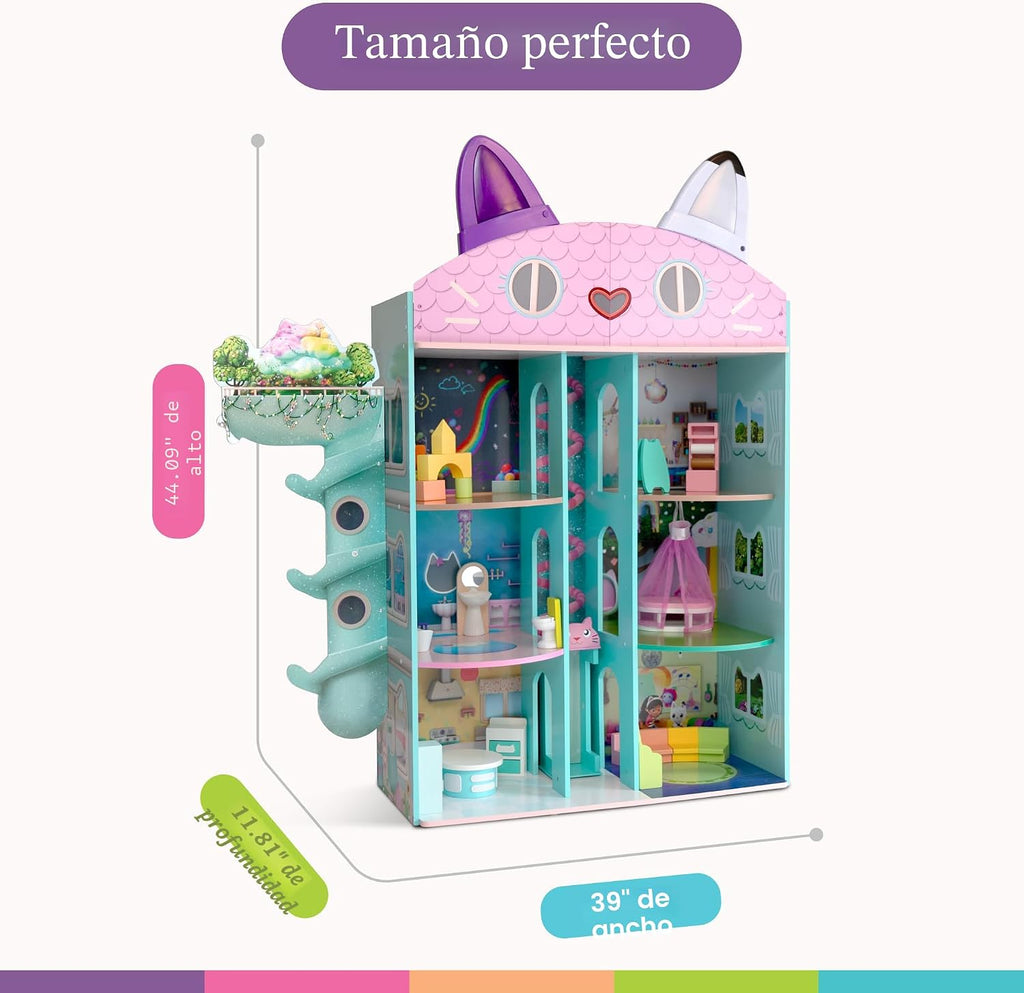 Gabby's Dollhouse Purrfect Playhouse de Delta Children - Cuenta con sonidos y orejas iluminadas - Incluye 20 accesorios - Se adapta a muñecas de 8 pulgadas - Regalo de ensueño para juegos de simulación para niños de 3 años