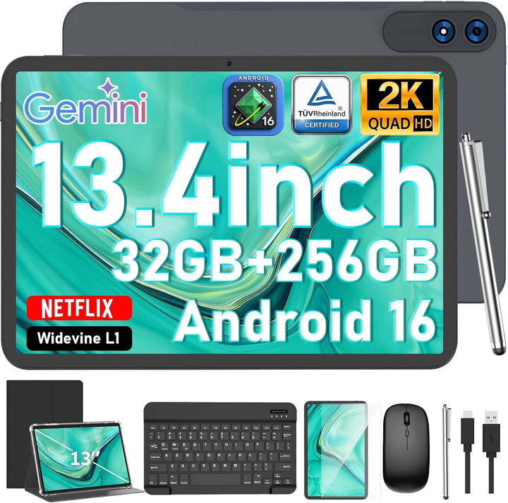 Tableta de 13 pulgadas con teclado, tableta Android 16, expansión d...