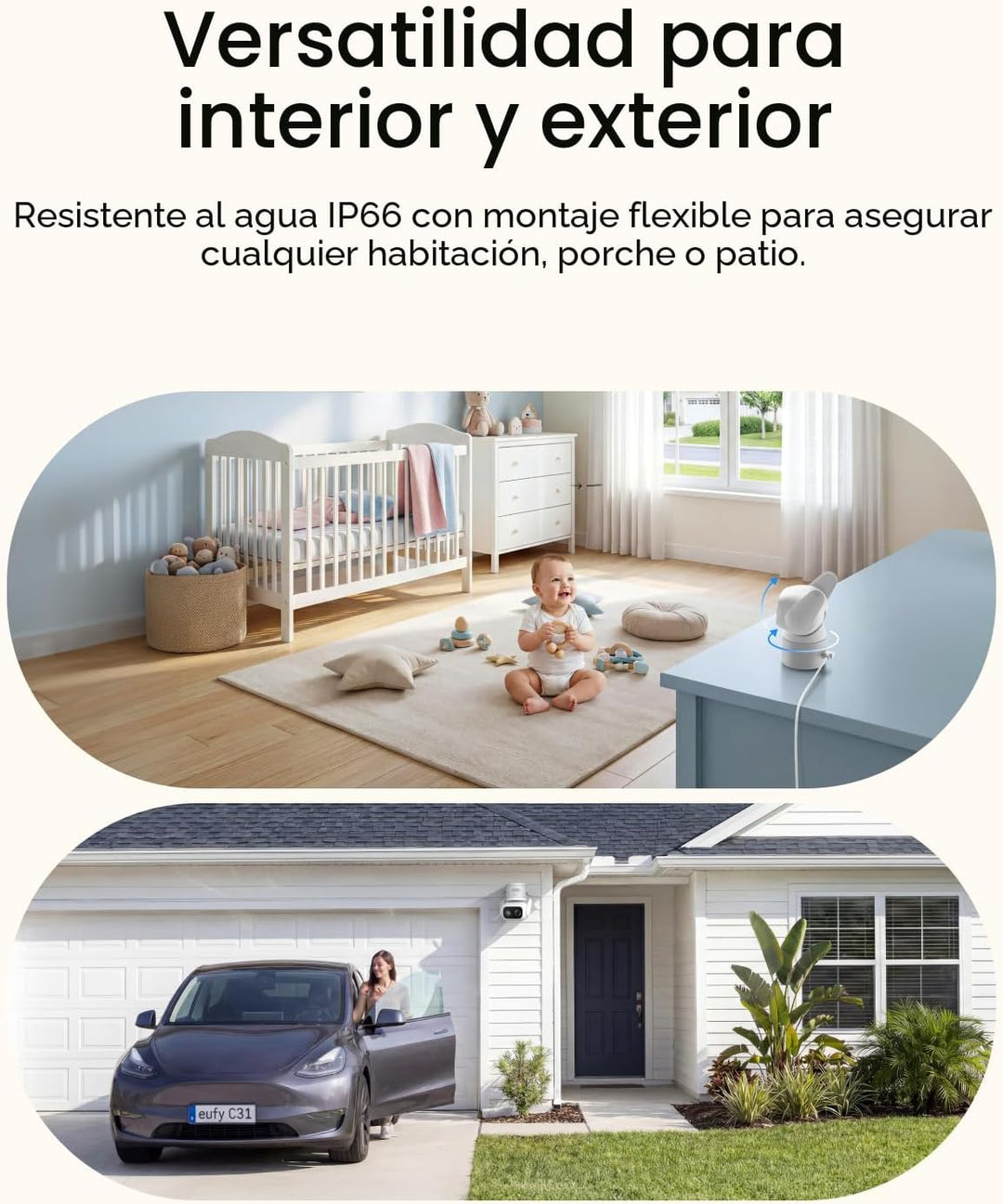 eufy - Cámara de seguridad para interiores y exteriores C31, IP66,...