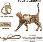 AIWAI Arnés para gatos y correa para caminar, a prueba de escapes, chaleco suave y ajustable para gatos, fácil de controlar, malla suave transpirable con asa de control para gatos grandes, perros pequeños, regalo con parche