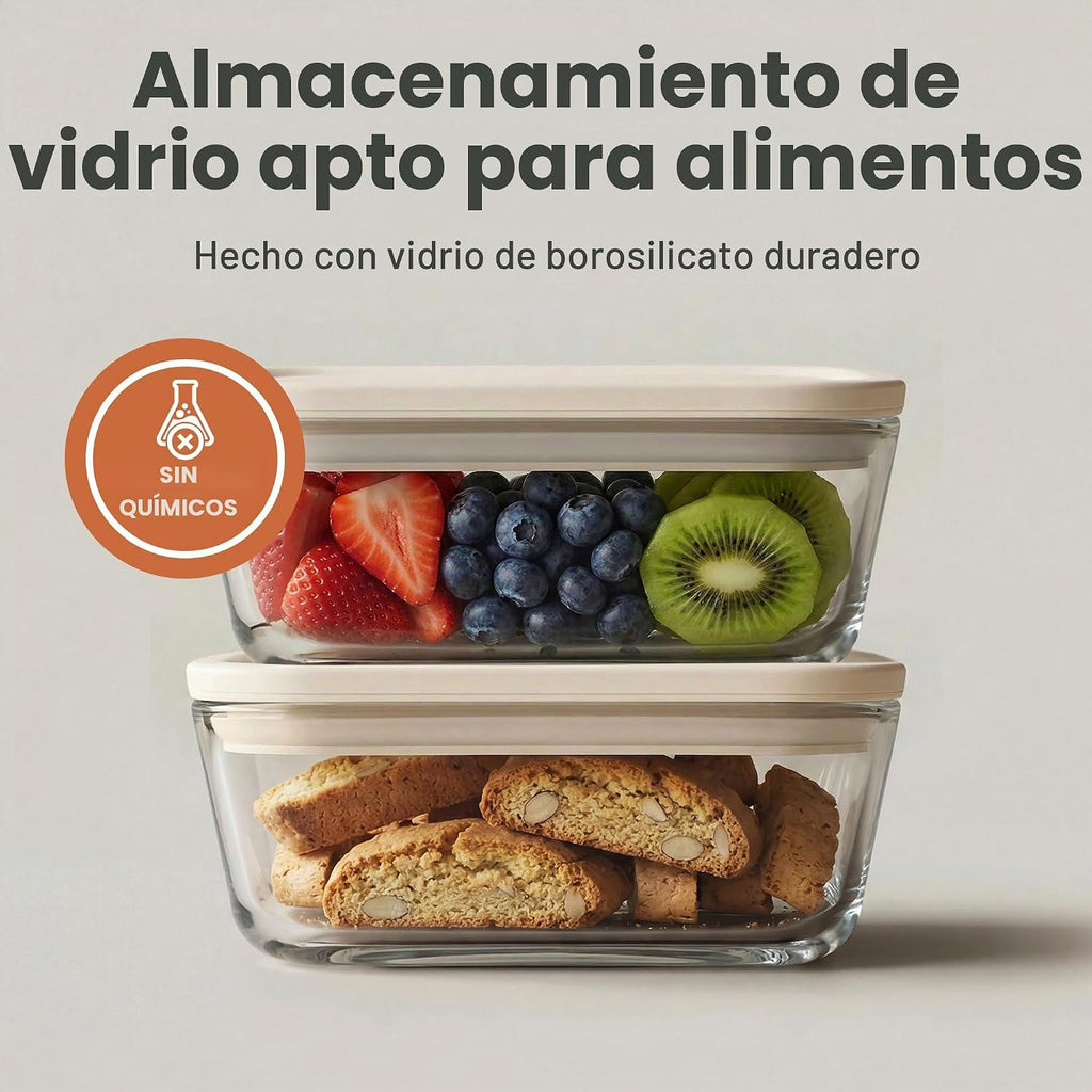SMIRLY Recipientes de vidrio para almacenamiento de alimentos con tapas y