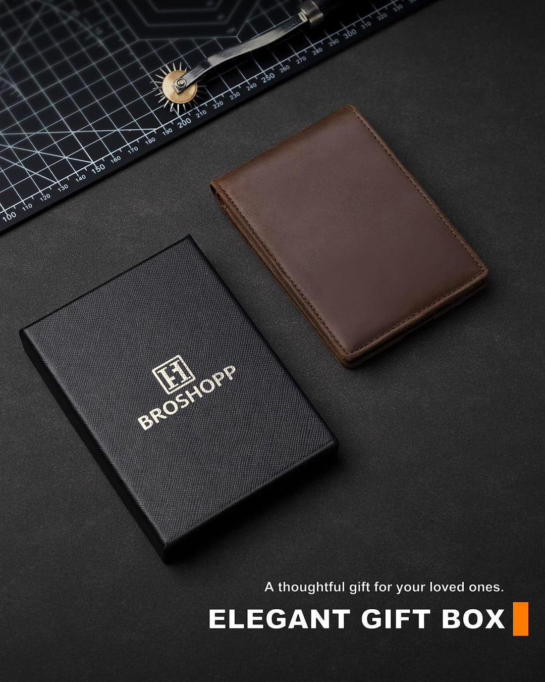 BROSHOPP Billetera Airtag para Hombres, Billetera Bifold de Cuero d...