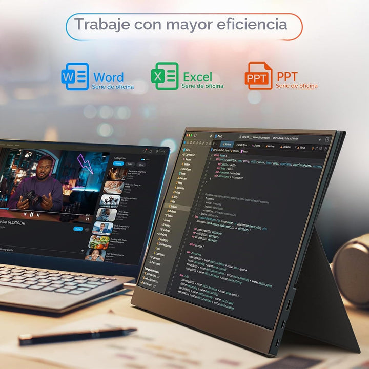 MNN Monitor portátil 4K de 15.6 pulgadas 3840 x 2160 UHD USB-C HDMI...