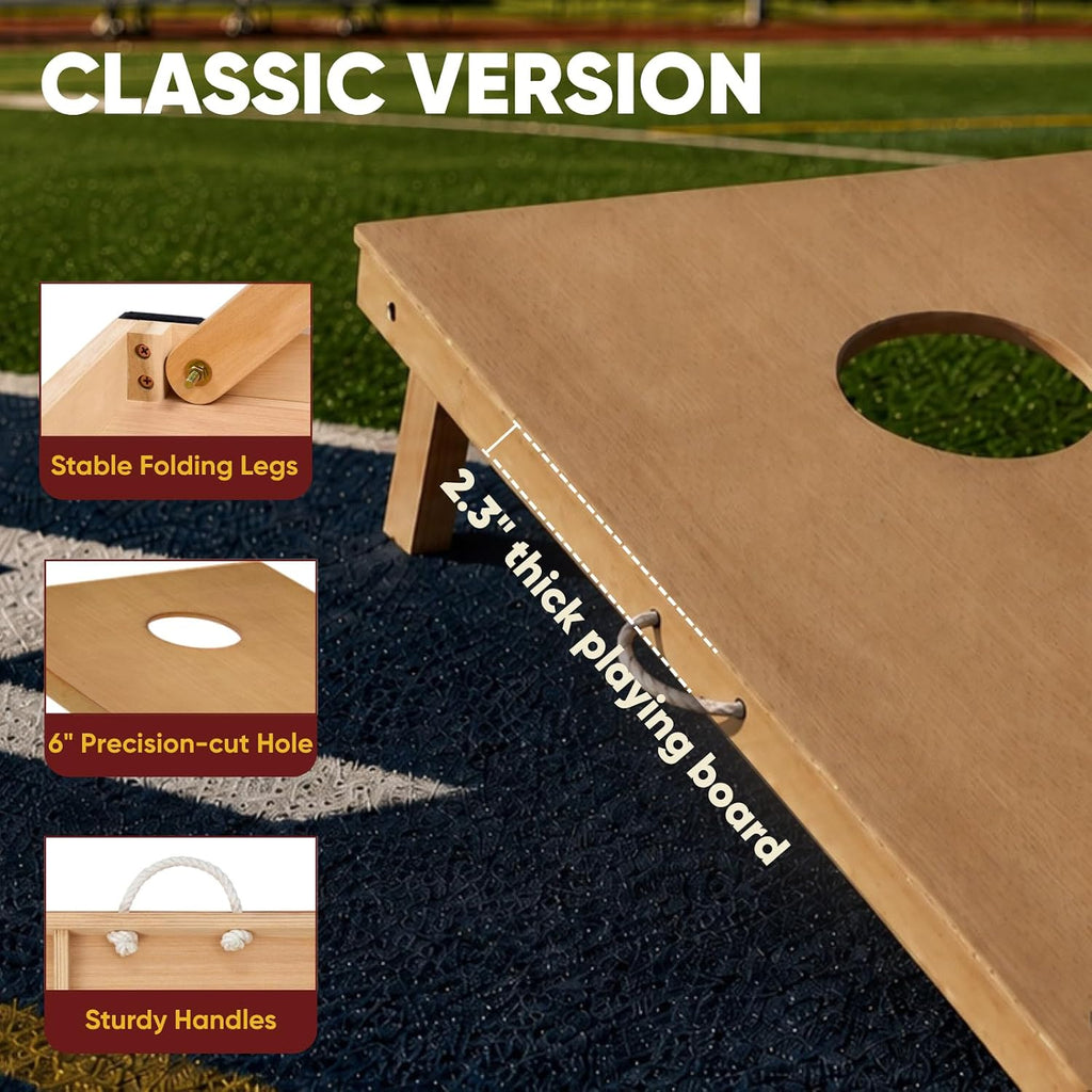 Conjunto de Tableros de Cornhole con Bolsas, Tamaño Regulado de 4x2 ft Tableros de Madera