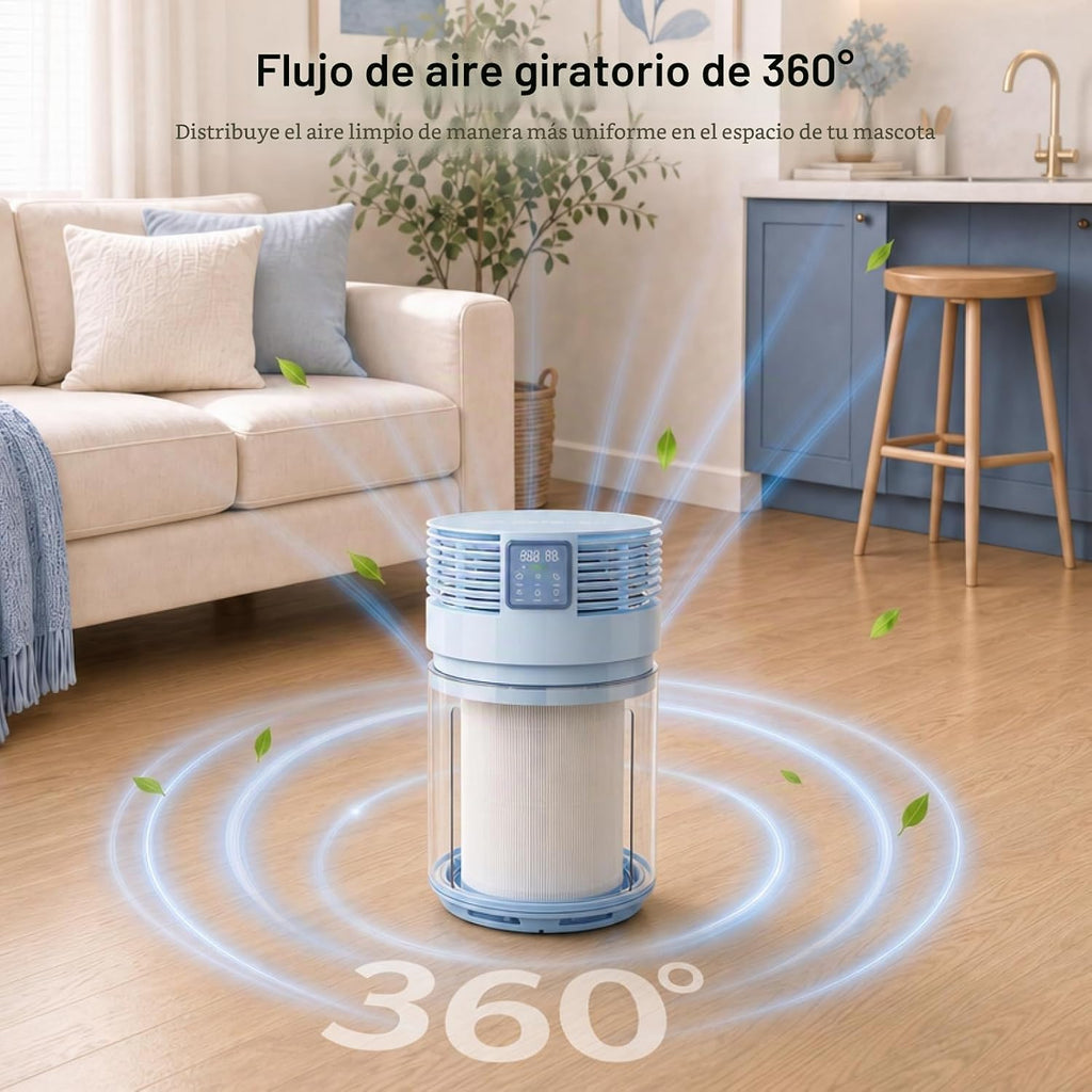 PETGUGU Purificadores de aire para el hogar 360 ° filtro giratorio H13 HEPA