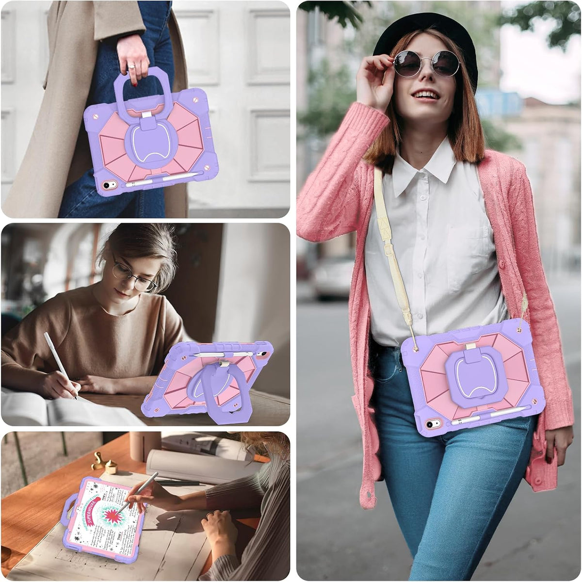 WESOROL Funda para iPad (A16) de 11ª/10ª generación 2025/2022 con protector de pantalla con soporte giratorio, soporte para lápices, funda para iPad de 10ª generación, a prueba de golpes