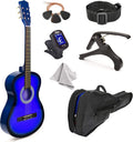 Guitarra clásica de madera de 30 pulgadas con estuche y accesorios para niños, niñas, principiantes (azul degradado)
