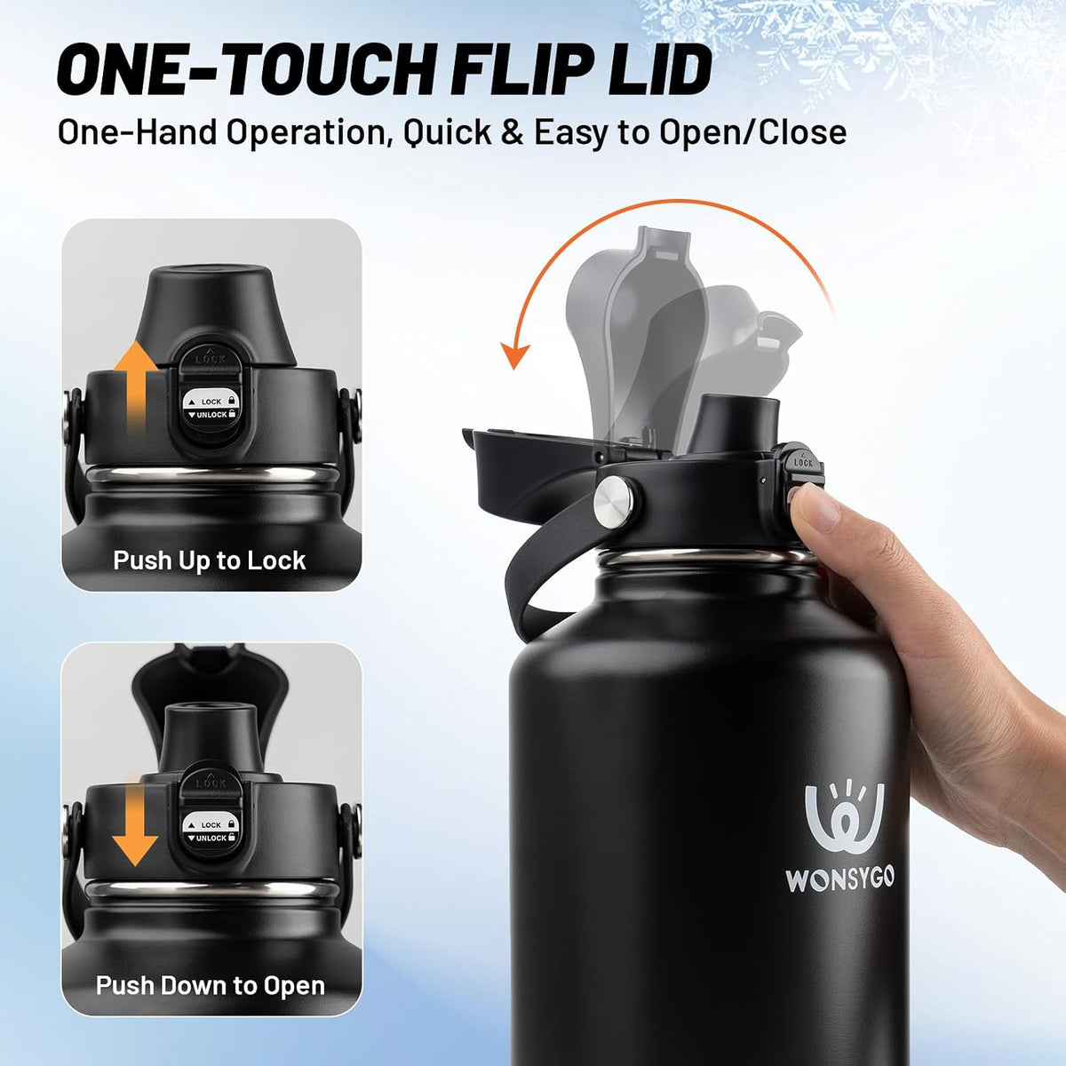 Botella de agua aislada de 64 onzas a prueba de fugas con bolsa de