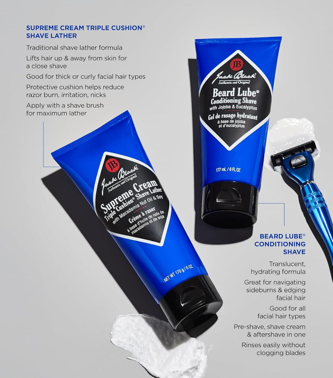 Jack Black Supreme Cream Triple Cushion - Crema de afeitar para hom...