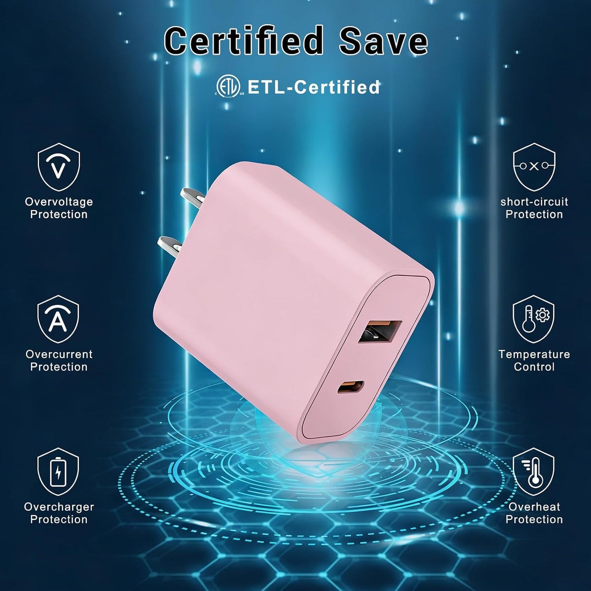 iPhone 18 17 16 15 Cargador de carga rápida tipo C USB C cargadores rosa