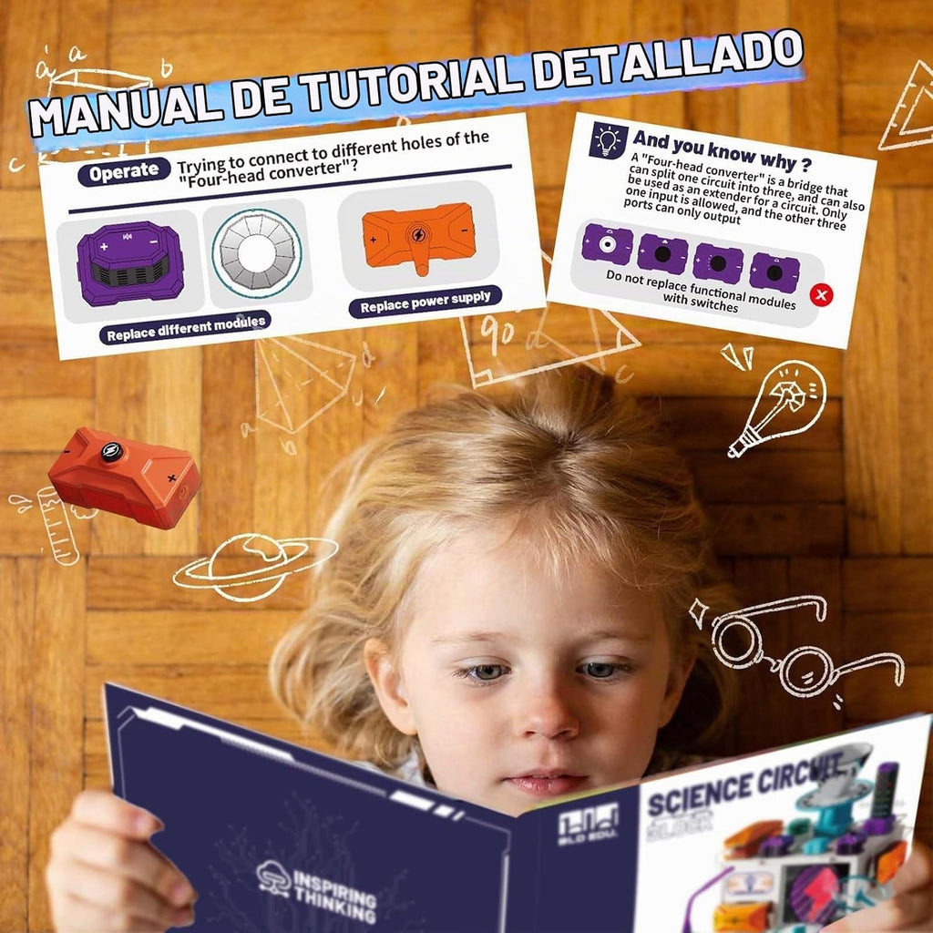 Kit de electrónica STEM para niños de 3 años, 45 piezas de circuito