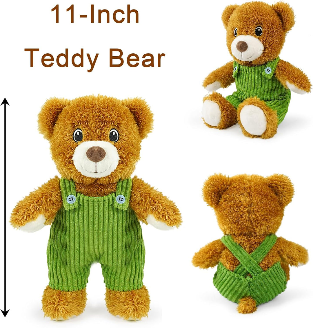 JUSTQUNSEEN Lindo oso de peluche para bebé con overol verde, muñeca...